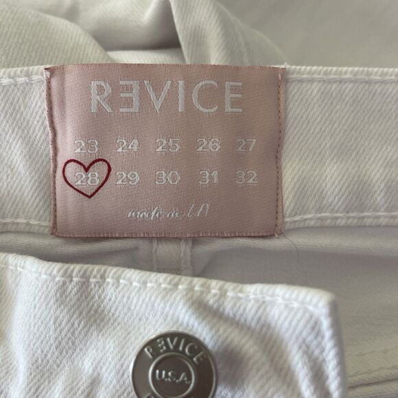 Revice Denim SZ 28 Straight Jeans Hi-Rise Pockets Zip-Fly White Womens - Long - Picture 7 of 9